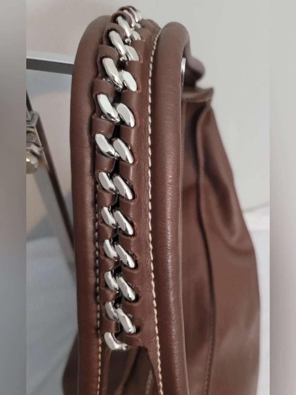 Oki-Doki Brown Faux Leather Hobo Shoulder Bag Made in Italy